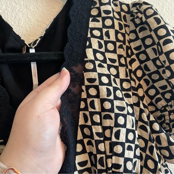 NWT Free People Marley Maxi Dress Beige Combo V Neck Boho Side Slit Womens Small - Picture 6 of 11